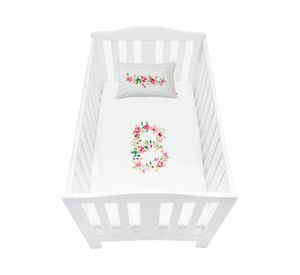 Cubreplumón cuna Letras vintage B blanco