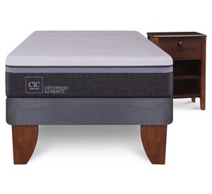 Cama europea 1.5 plazas Ortopedic Advance + velador New Torino chocolate Cic