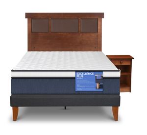 Cama europea Curve E Plus 1.5 plazas Dublin Caramel + respaldo + velador Cic