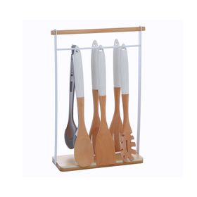 Set utensilios cocina Bambú blanco