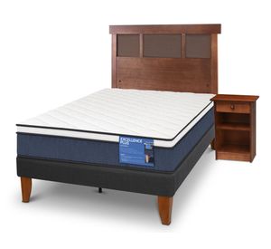 Cama europea Curve E Plus 1.5 plazas Dublin Caramel + respaldo + velador Cic