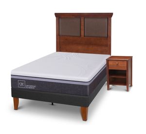 Cama europea Curve O Advance 1.5 plazas New Torino + respaldo + velador Cic