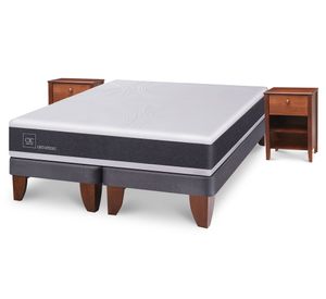 Cama europea 2 plazas New Ortopedic base dividida + velador New Torino Cic