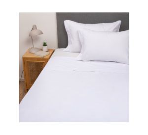 Juego de sábanas 2 plazas blanco + Cubre colchón blanco