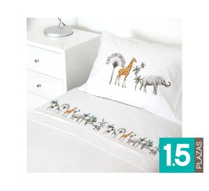 Juego sábanas 1.5 plazas 200 hilos África blanco