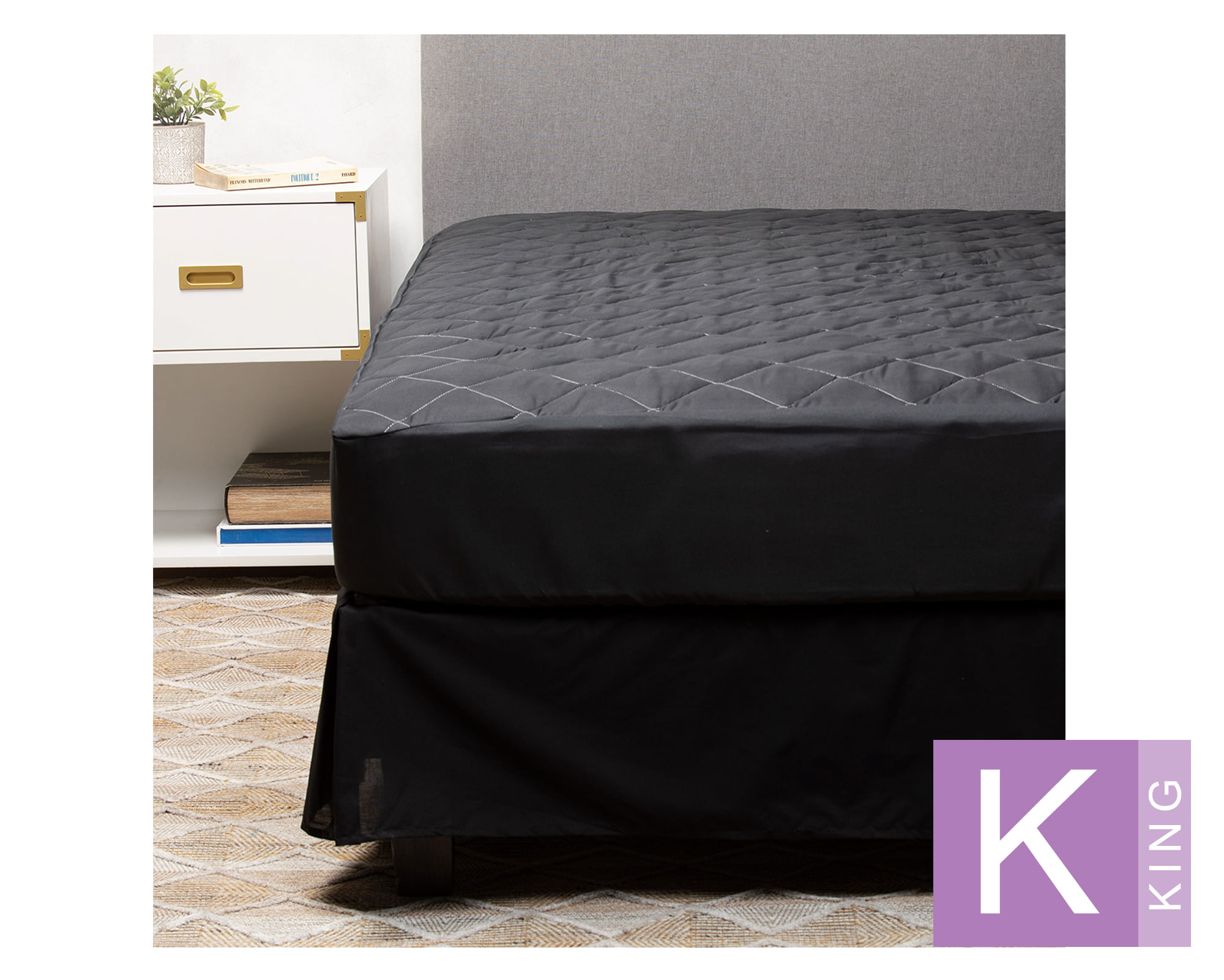 Arthome Cubre colchón King + Faldón negro