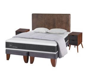 Cama europea king Ortopedic + set Baker caramelo/marrón + almohada + plumón Cic