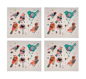 Individual Pájaros crudo impermeable 42x36 cm 4 un.