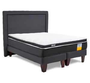 Cama europea funcional King base dividida + respaldo + topper