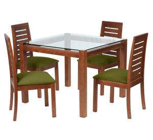 Juego de comedor 4 sillas tela verde Latam Home