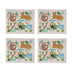 Individual Jungla crudo impermeable 42x36 cm 4 un.