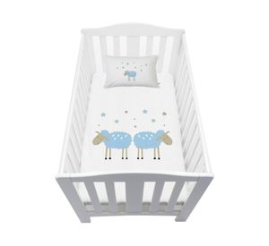Cubreplumón cuna Ovejita Celeste blanco