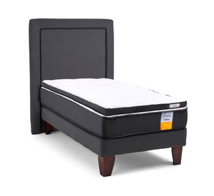 Cama europea funcional 1 plaza x 190 cm + respaldo + topper