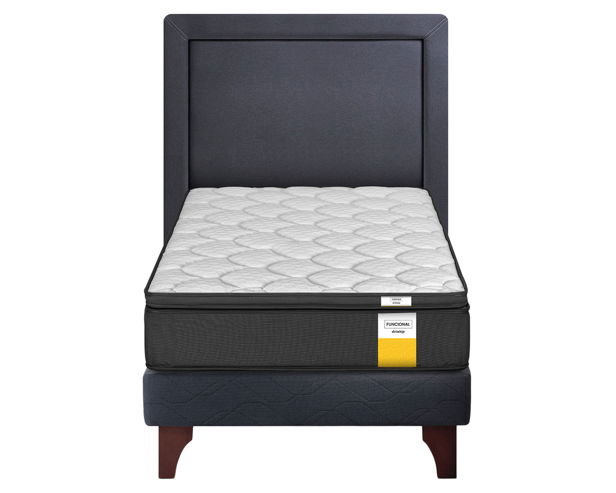 Drimkip Cama europea Funcional 1 plaza + respaldo + topper