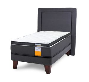 Cama europea funcional 1 plaza x 190 cm + respaldo + topper