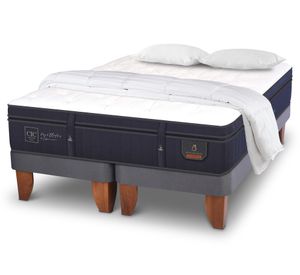Cama europea king base dividida súper premium + almohada fibra + plumón Cic