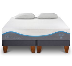 Cama europea king Alaska dividida + almohadas viscoelásticas + plumón Cic
