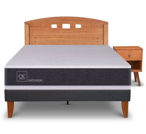 Cama europea Curve Ortopedic 1.5 plazas New Gales 1 respaldo + 1 velador Cic