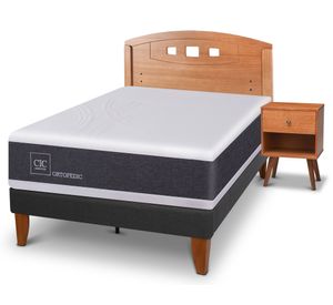Cama europea Curve Ortopedic 1.5 plazas New Gales 1 respaldo + 1 velador Cic