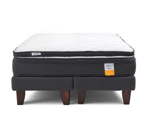 Cama europea queen + topper + base dividida + patas Drimkip