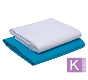 Pack 2 juego de sábanas king 144 Hilos PK2SB-BL/CLK celeste/blanco