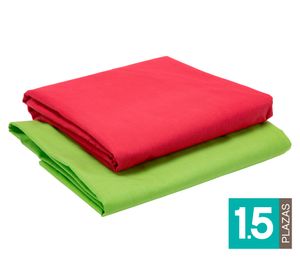 Pack 2 Juego de sábanas 1.5 plazas verde/rojo