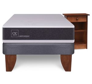 Cama europea 1.5 plazas Ortopedic + velador Dublín caramelo Cic