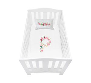 Cubreplumón cuna Letras vintage P blanco