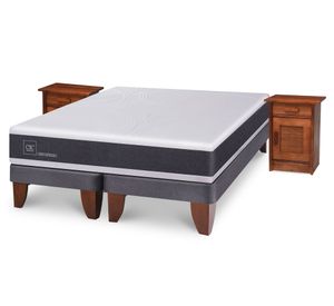 Cama Europea 2 plazas New Ortopedic base dividida + veladores Milán Cic