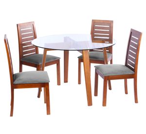 Juego de comedor 4 sillas tela gris Latam Home