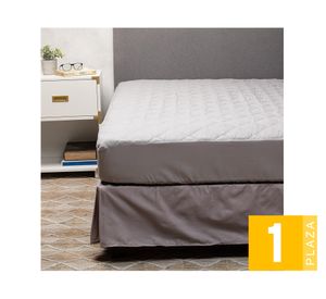 Cubre colchón 1 plaza + Faldón gris