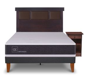 Cama europea Curve Ortopedic 1.5 plazas + 1 respaldo + 1 velador Cic