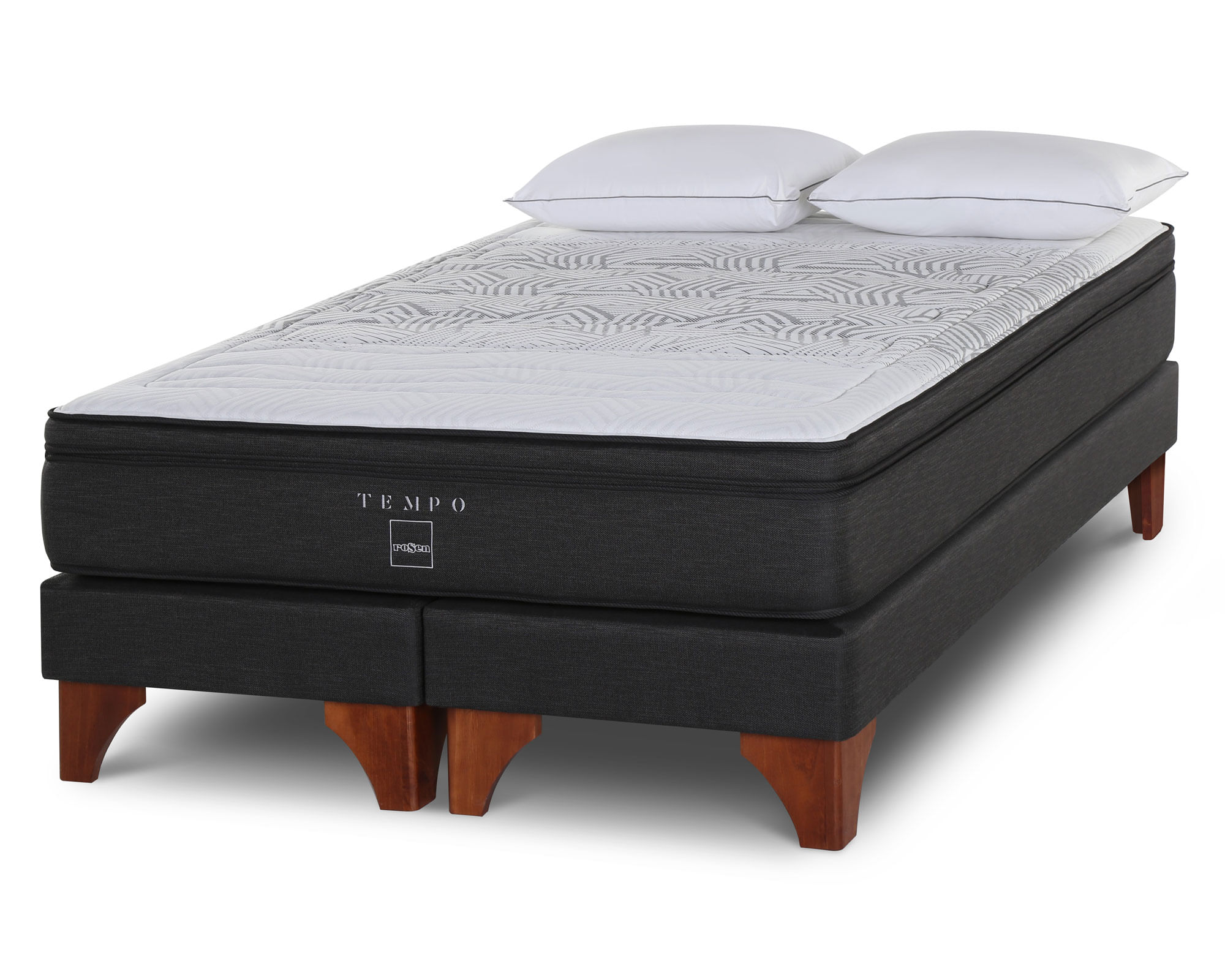 Rosen Box spring king Tempo patas + almohadas Rosen