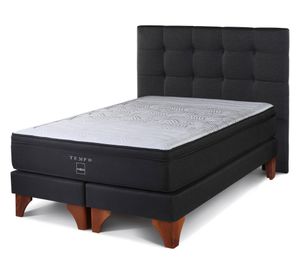 Box spring 2 plazas Tempo base dividida patas + respaldo Issey grafito Rosen