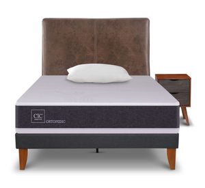 Cama europea Curve Ortopedic 1.5 plazas 1 almohada + 1 respaldo + 1 velador Cic