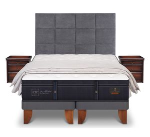 Cama europea súper king Grand Premium dividida + set Támesis gris + plumón Cic