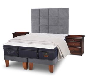 Cama europea súper king Grand Premium dividida + set Támesis gris + plumón Cic