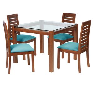 Juego de comedor 4 sillas tela turquesa Latam Home