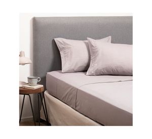 Juego de sábanas 1 plaza gris + Cubre colchón blanco