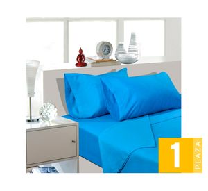 Juego de sábanas 1 plaza 144 Hilos azul