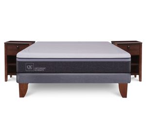 Cama europea 2 plazas Ortopedic Advance + velador New Torino chocolate Cic