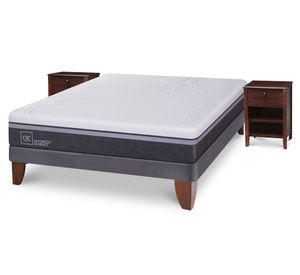 Cama europea 2 plazas Ortopedic Advance + velador New Torino chocolate Cic