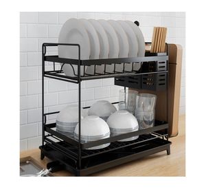 Secaplatos 2 niveles metal negro