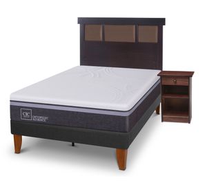 Cama europea Curve O Advance1.5 plazas New Dublin + respaldo + velador Cic