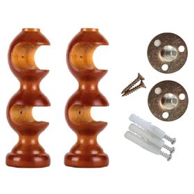 Soporte de cortina Doble madera chocolate 2 un