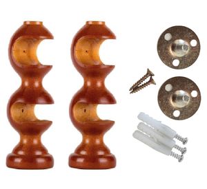 Soporte de cortina Doble madera chocolate 2 un