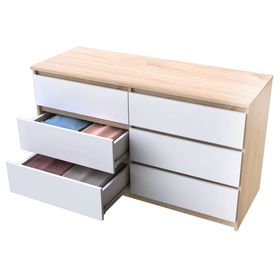 Cómoda nordica 6 cajones olmo-blanco Cic