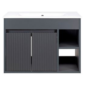 Mueble vanitorio Lille dark grey texturado + cubierta 71x46.5 cm