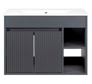 Mueble vanitorio Lille dark grey texturado + cubierta 71x46.5 cm