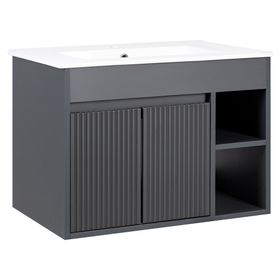 Mueble vanitorio Lille dark grey texturado + cubierta 71x46.5 cm